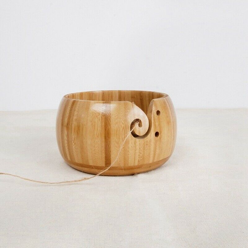 Yarn Bowl Handmade Crafted Bamboo Yarn Bowl with Removable Lid for Knitting S9Q9