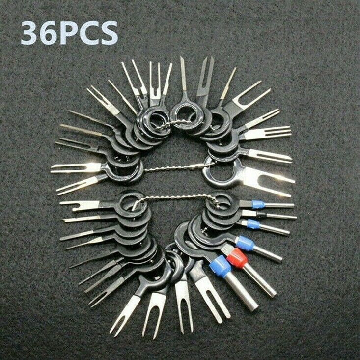 36pcs Pin Ejector Wire Kit Extractor Auto Terminal Removal Connector Puller Tool