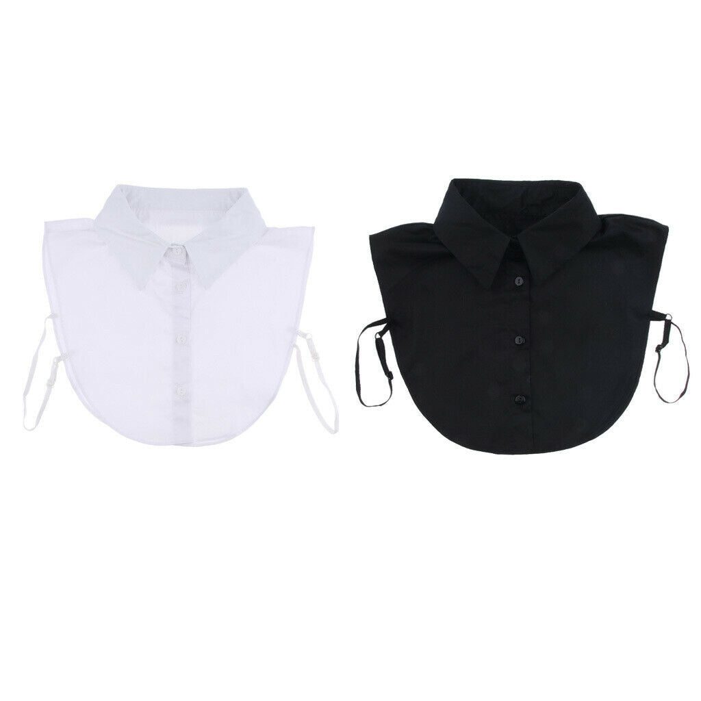 2x False Faux Collar Half Shirt Blouse Detachable W / 4 Buttons