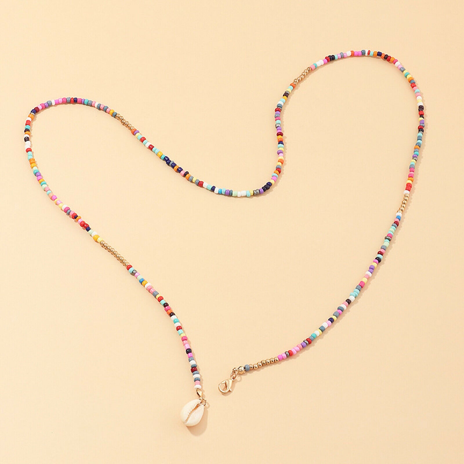 Women Girls Alloy Charm Beads Colorful Shell Necklace Choker Chain Accessory