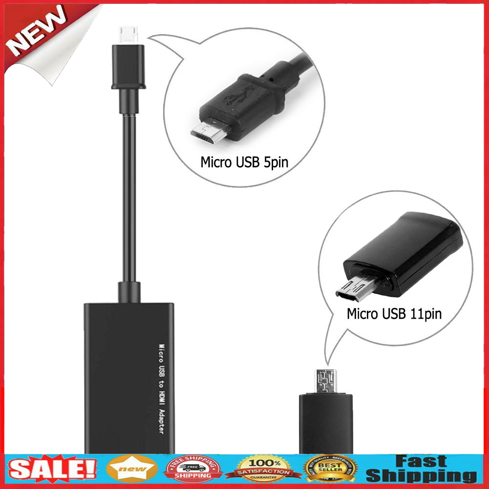 Micro USB to HDMI-compatible 1080P Cable with 5Pin to 11Pin Converter Adapt @