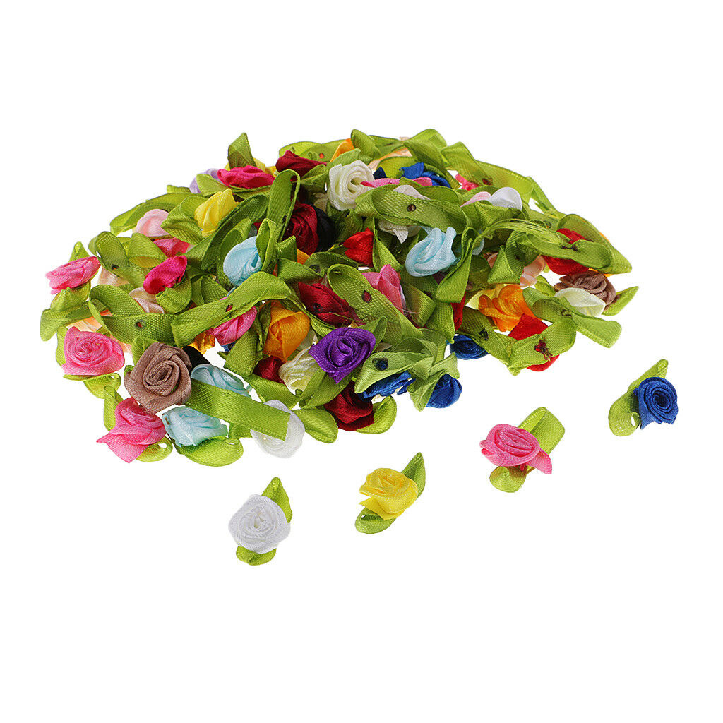 100pcs Artificial Silk Rose Flower Head Card Making Scrapbook Embellishment