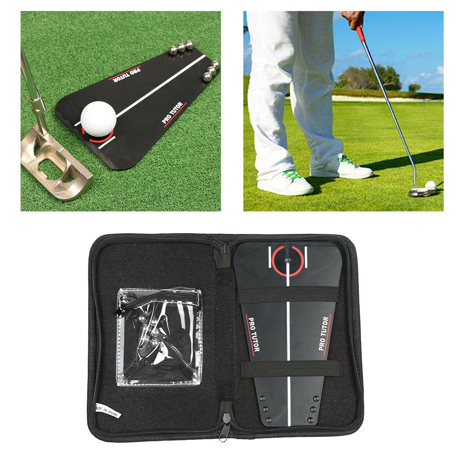 Golf Putting Aid Swing Trainer with Carry Bag Indoor Outdoor Putting Tutor