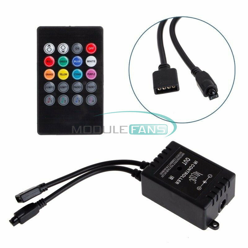 20 Keys DC 12V Sound Sensor Music IR Remote LED Controller for RGB Strip Light
