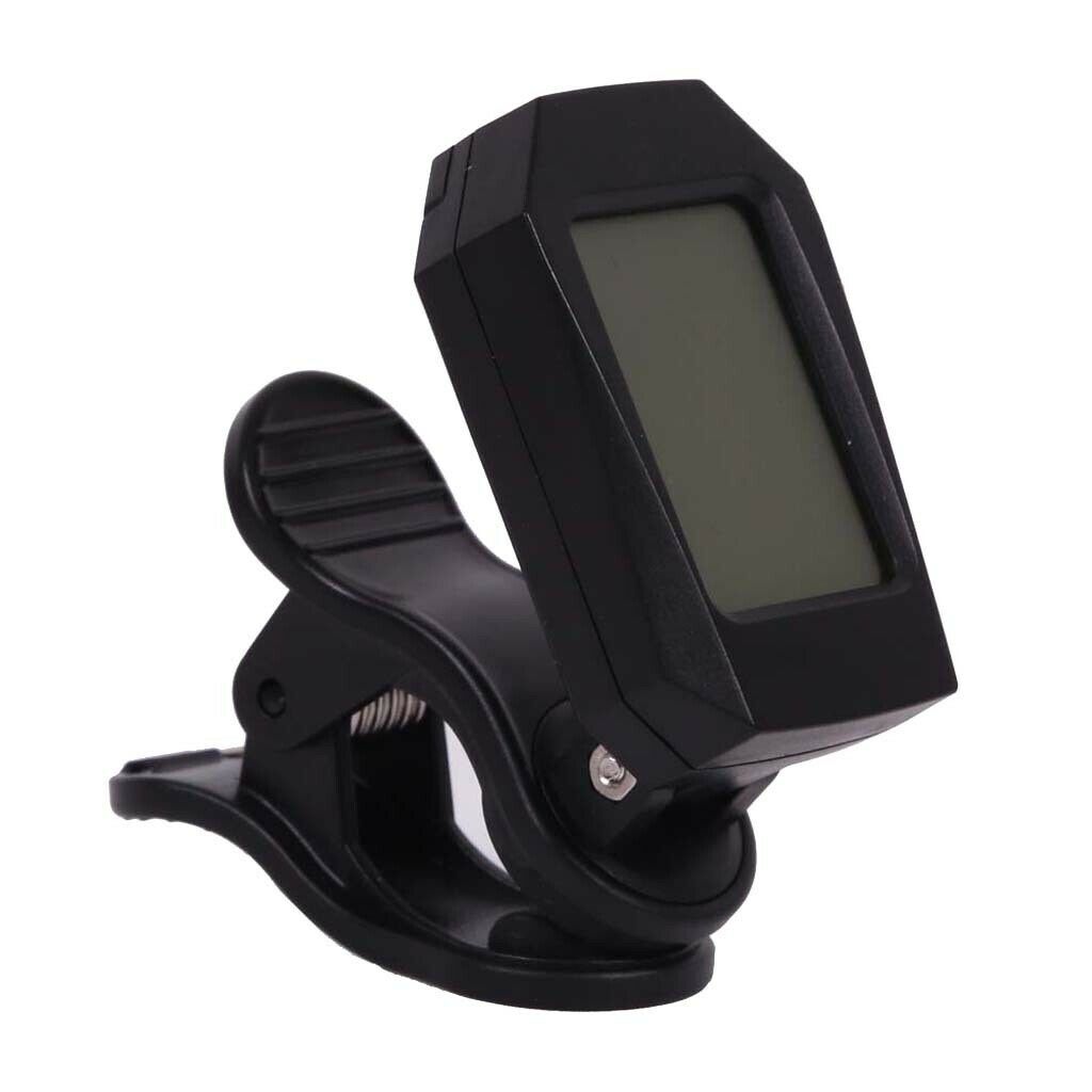 Clip On Tuner with LCD Display for Guitar Bass Ukulele Banjo Violin Black