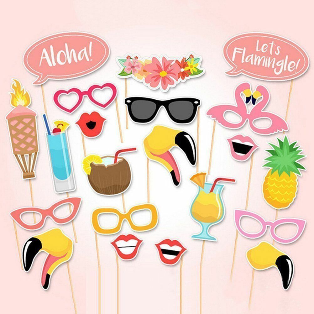 21pcs Themed Summer Party wedding Photo Booth Props Kit Party wedding Flamingo