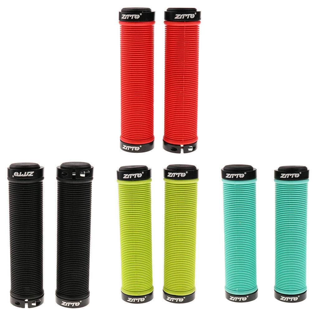 2Pairs Bike Handlebar Grips Silicone Lock on Ergonomics Damping Grips&Ends