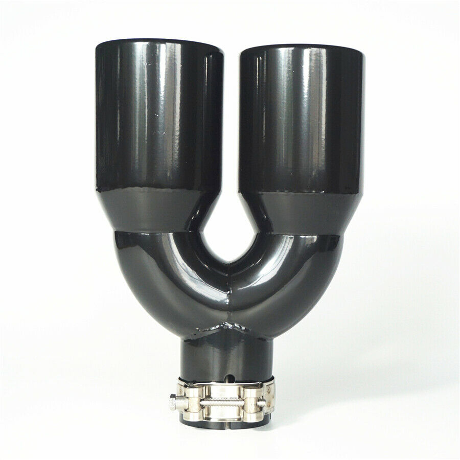 2.5" Inlet 3.5" Car SUV Exhaust Pipe Tail Dual Muffler Tip Gloss Black 1PCS UK