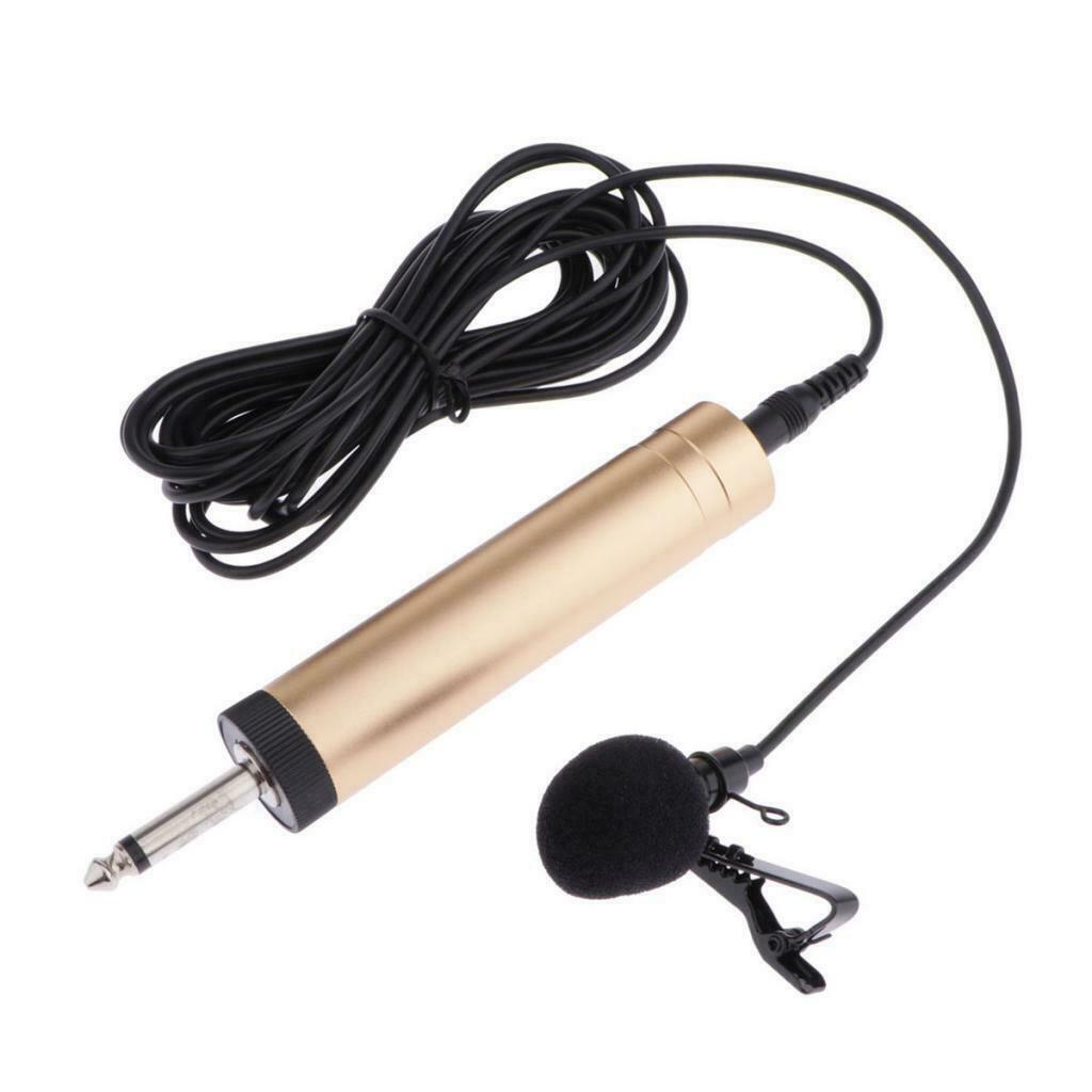 Lavalier Lapel Mic Microphone 6.5mm Output Plug Condenser Microphone Black