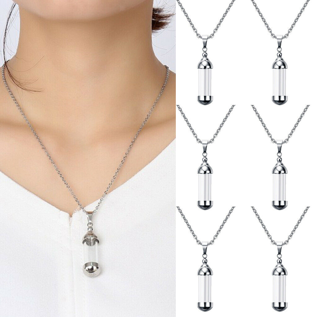 6 Pieces Urn Necklace for Ashes Hourglass Glass Cremation Jewelry Openable