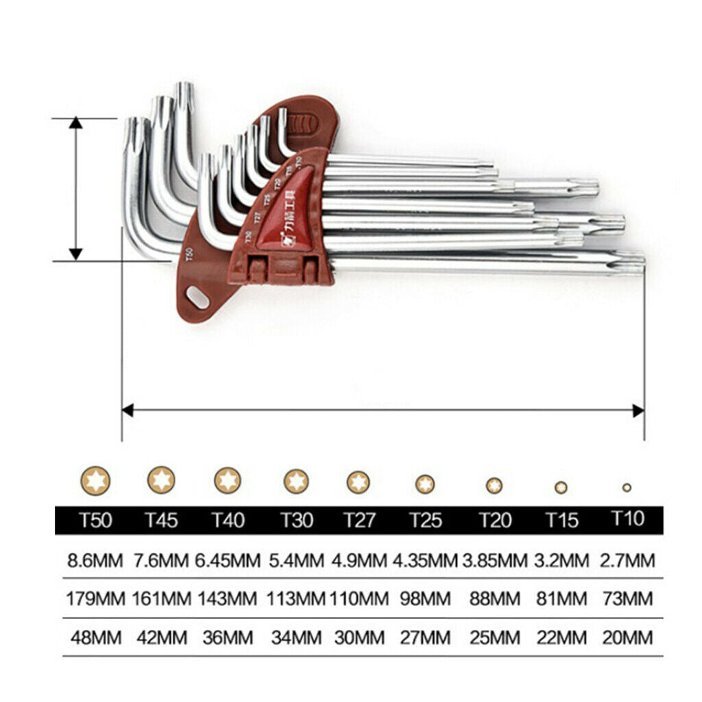 Steel L Handle Hex Key Allen Wrench Set Metric Long Plum Blossom End