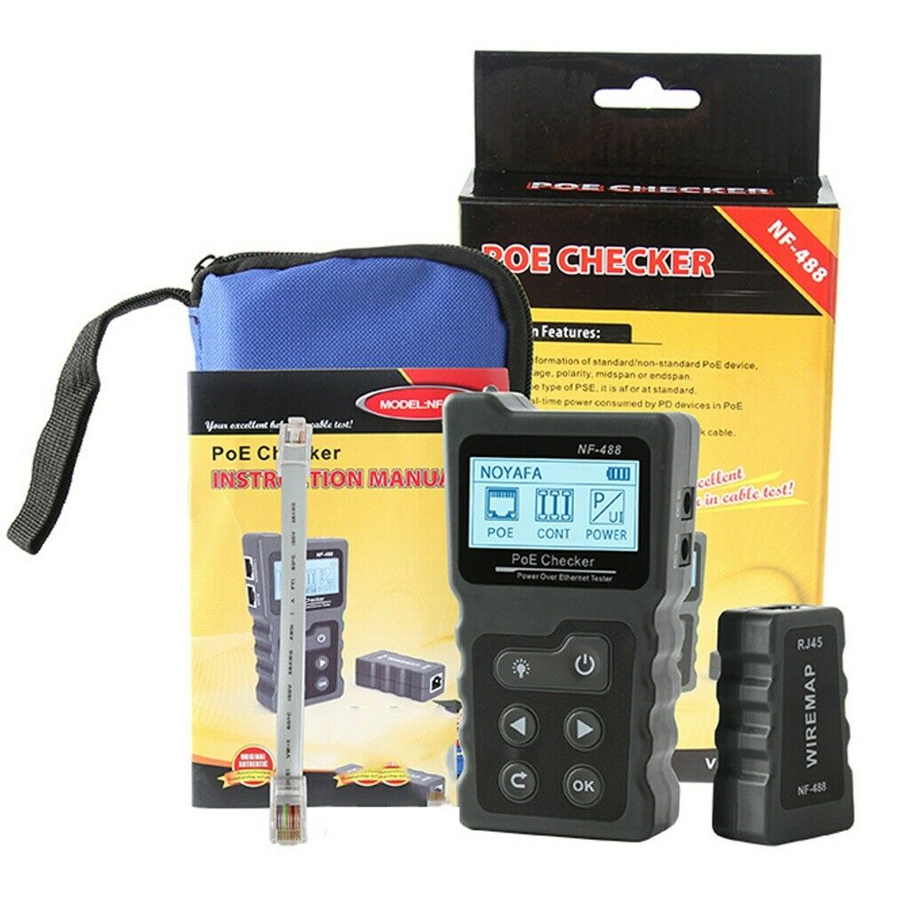 NF-488 POE Tester Automatically identify POE voltage/load/loop/power test