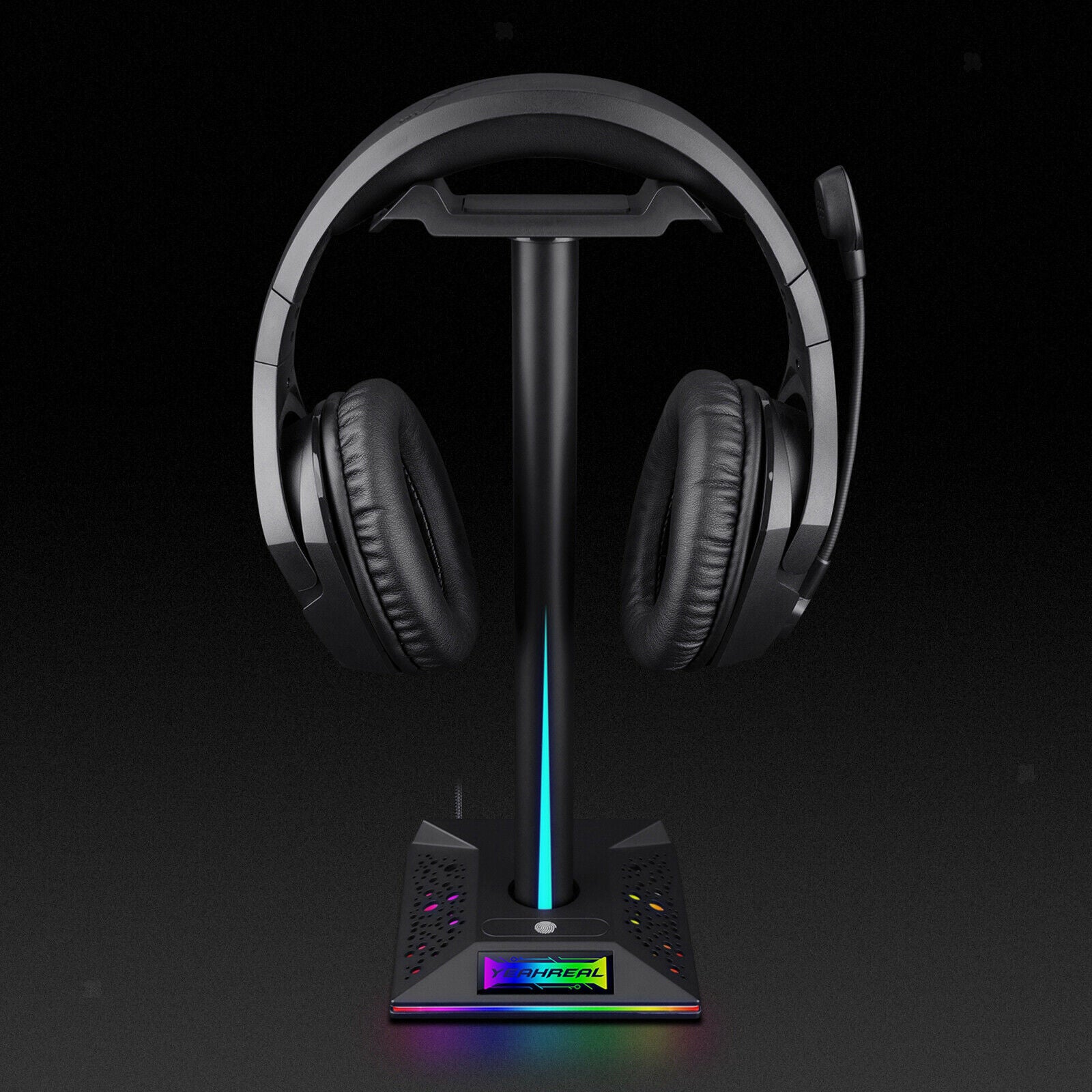 RGB Light Earphone Gaming Headphone Stand Holder Display Bracket w/ USB Hub