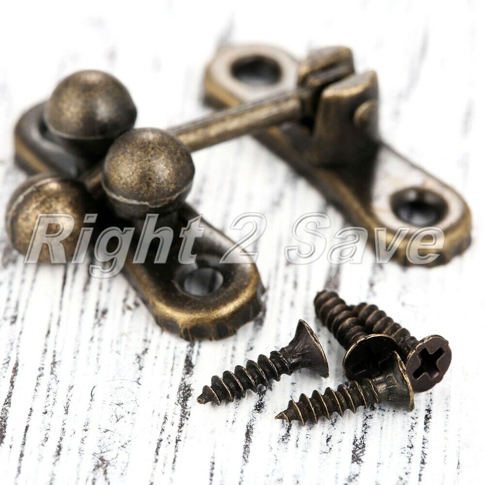 2pcs Retro European Simple Wood Jewelry Gift Case Box Hasp Lock Latch 31*33mm