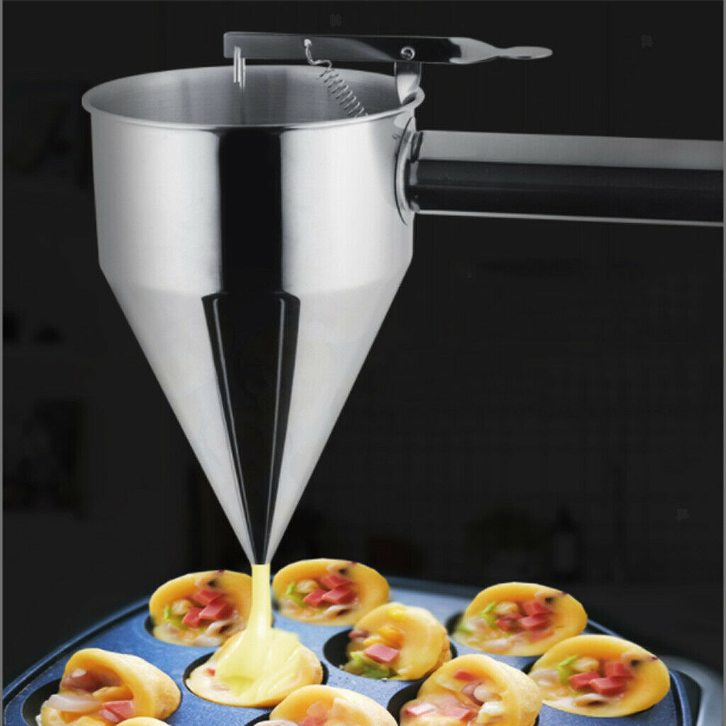 Stainless Steel Funnels with Rack Pancake Batter Dispenser Funnel Octopus Balls