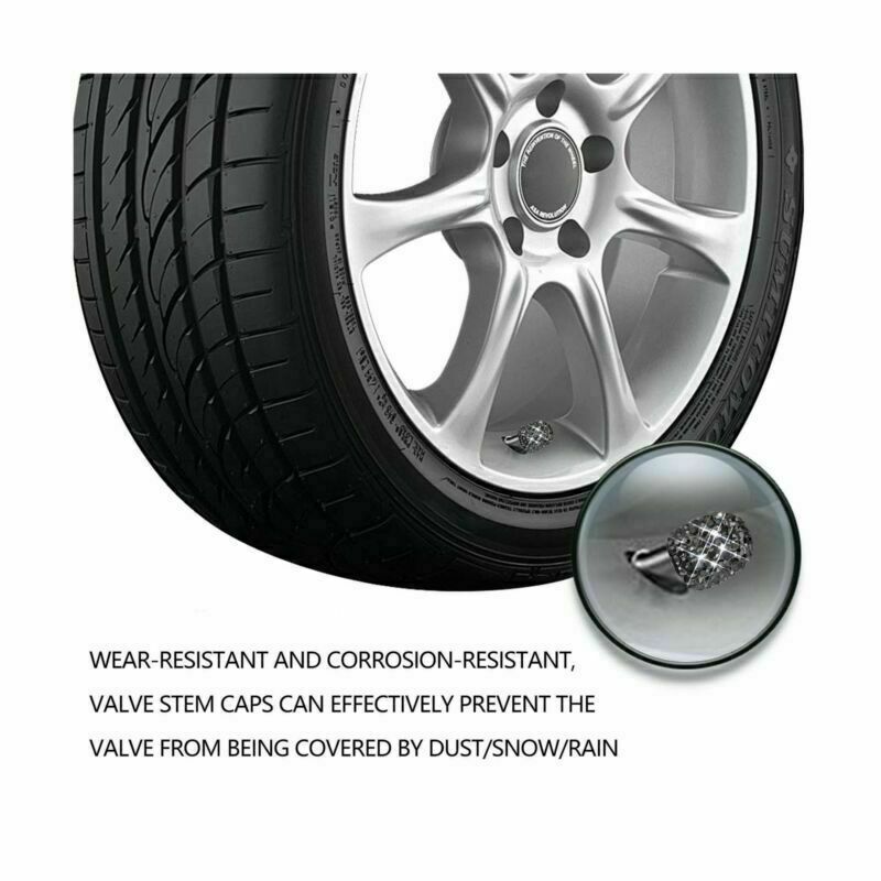 Bling Valve Stem Caps Black Sparkling Handmade Crystal Rhinestone Universal Car