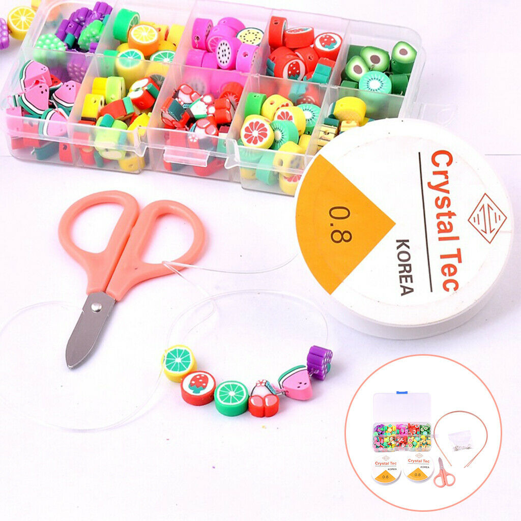 150Pcs Fruit Beads Spacer 10mm Polymer Clay Charms for Handicrafts DIY Jewelry