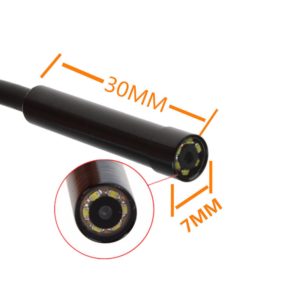 Waterproof OTG 7mm USB Endoscope Inspection Camera Borescope 6LED For Android PC