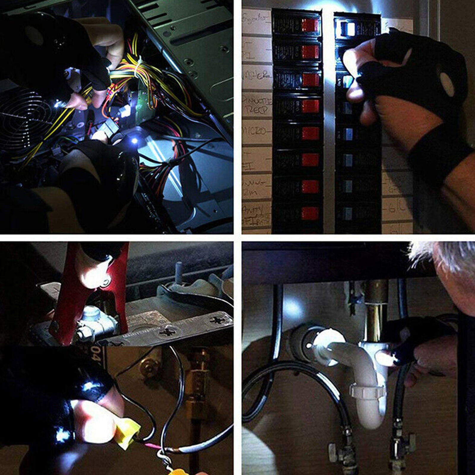 Hand Tools Lighting Waterproof Gloves with Led Light for Repair Tool