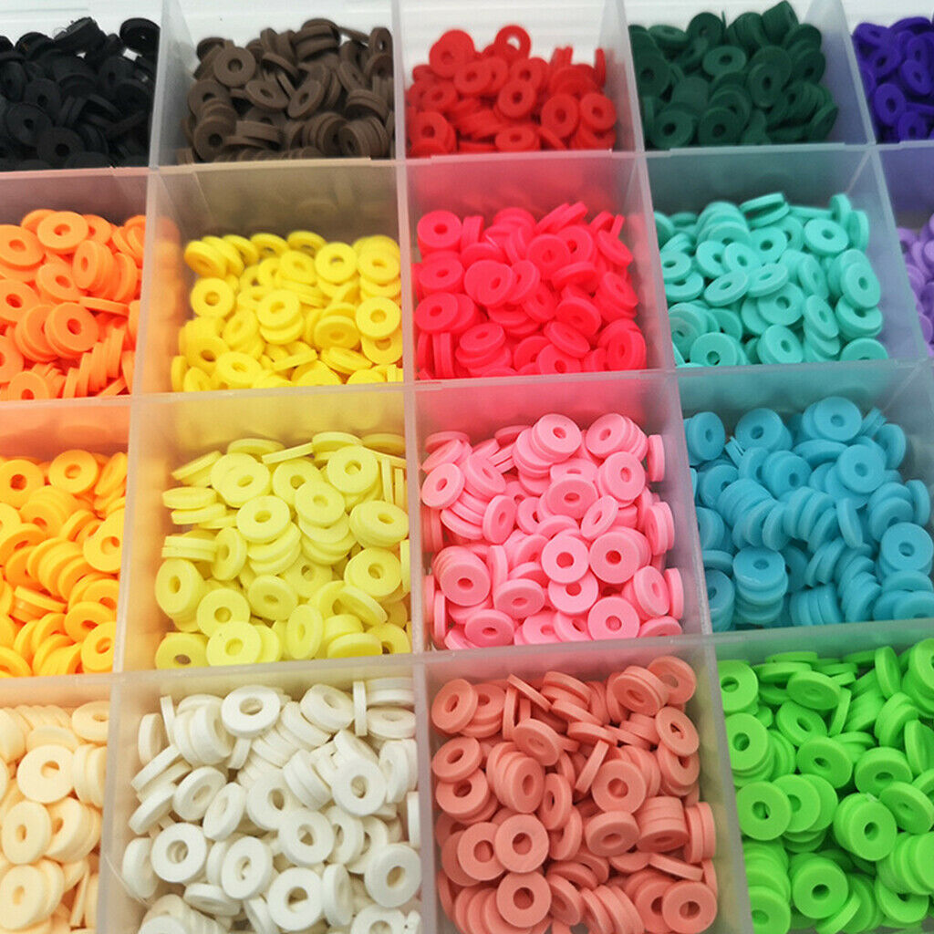 3622pcs Flat Disc Polymer Clay Loose Spacer Beads for DIY Jewelry Making Kit