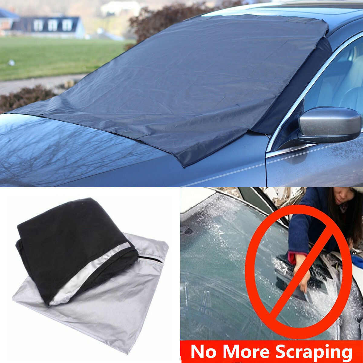 Car Truck Windshield Snow Cover Ice Frost Sun Shade Protector Tarp Flap Magnetic