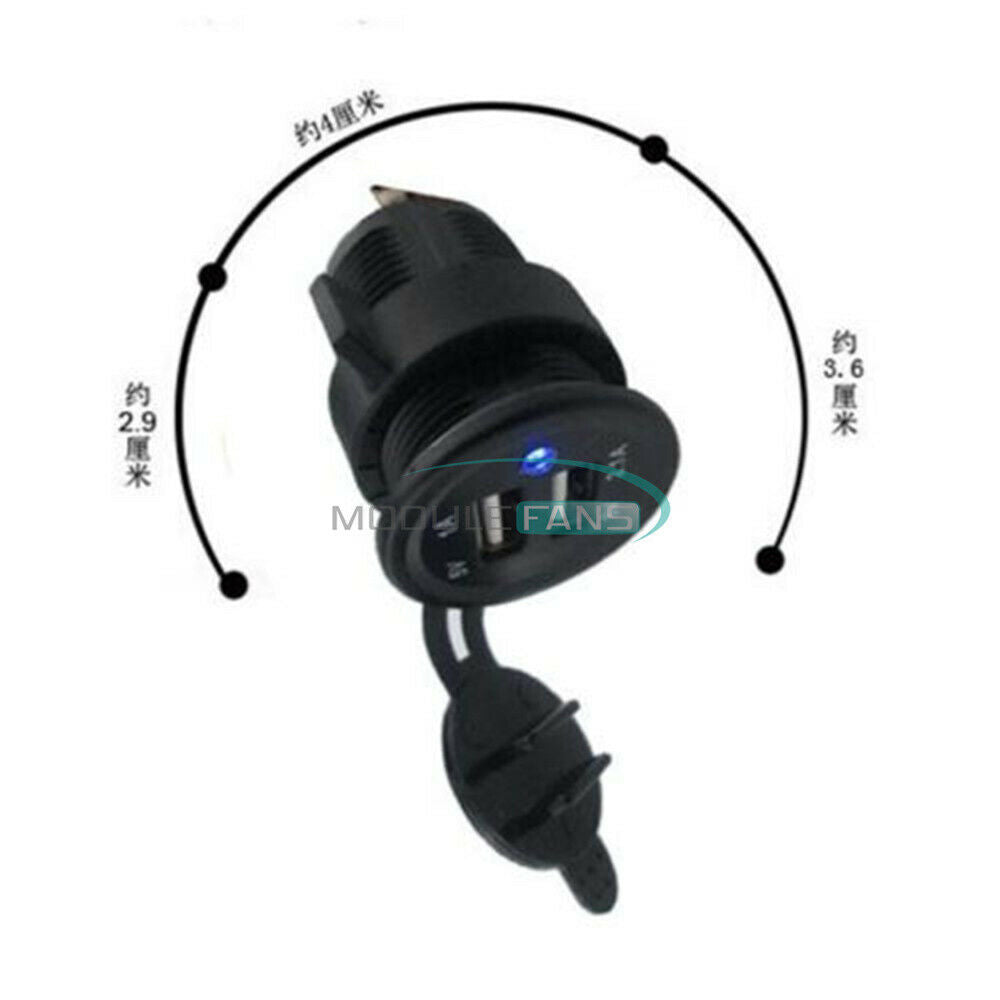 Dual USB Port Car Charger Power Adaptor Splitter Cigarette Lighter Socket 12-24V