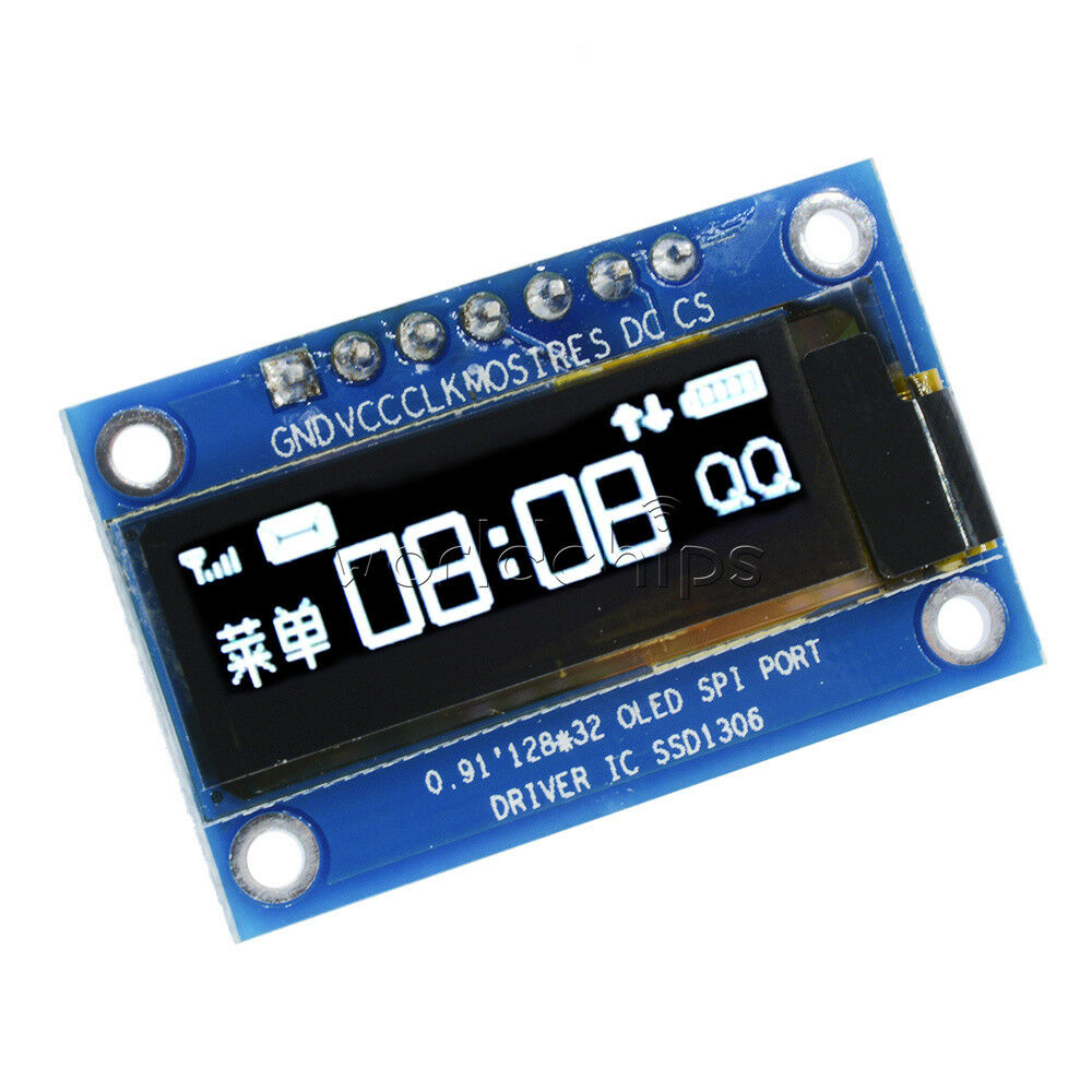 0.91" inch SPI 128x32 White OLED LCD Display Module SSD1306 For Arduino STM32 51