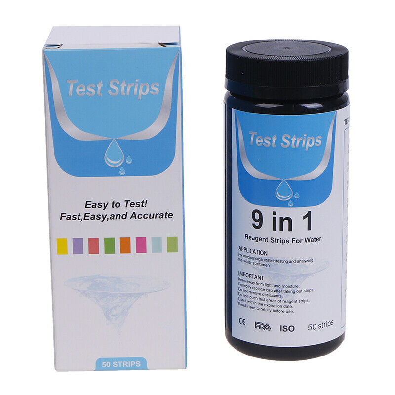 50Pcs 9IN1 PH Test Fish Tank Water Tropical Aquarium Pond Water Test Strips K SJ