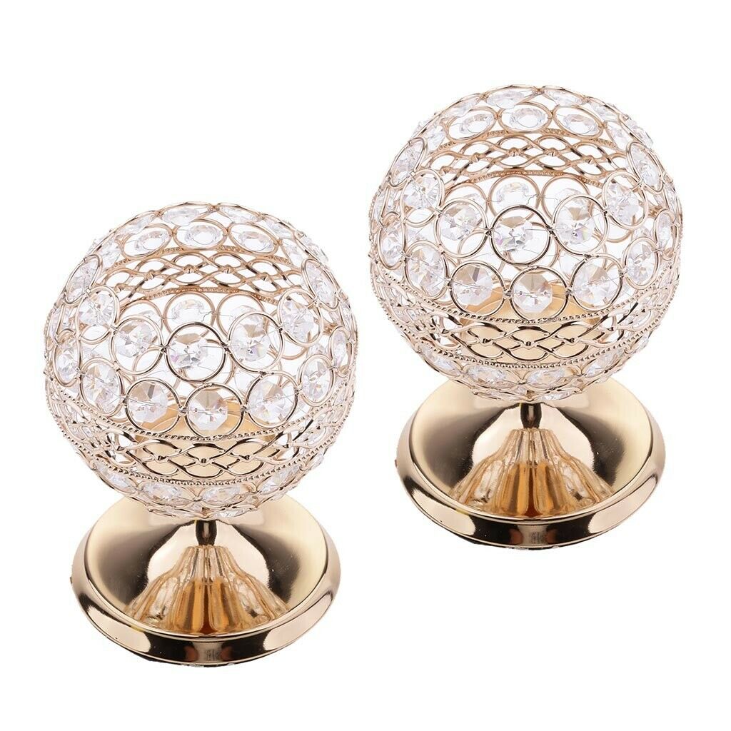 2pcs Globe Crystal Votive Tealight Candlestick For Wedding Centerpieces S