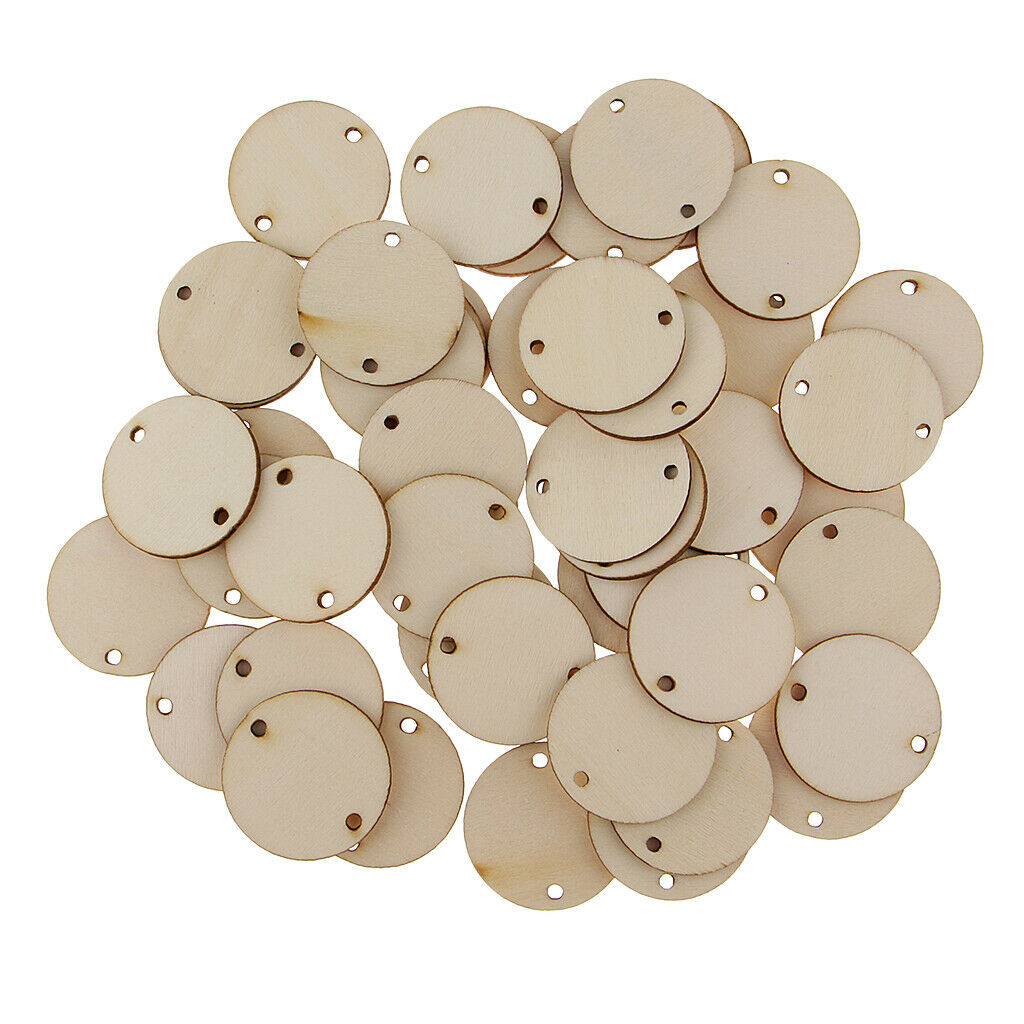 50   Pcs   Unfinished   Predrilled   Wood   Slices   DIY   Pendant   Round   Log