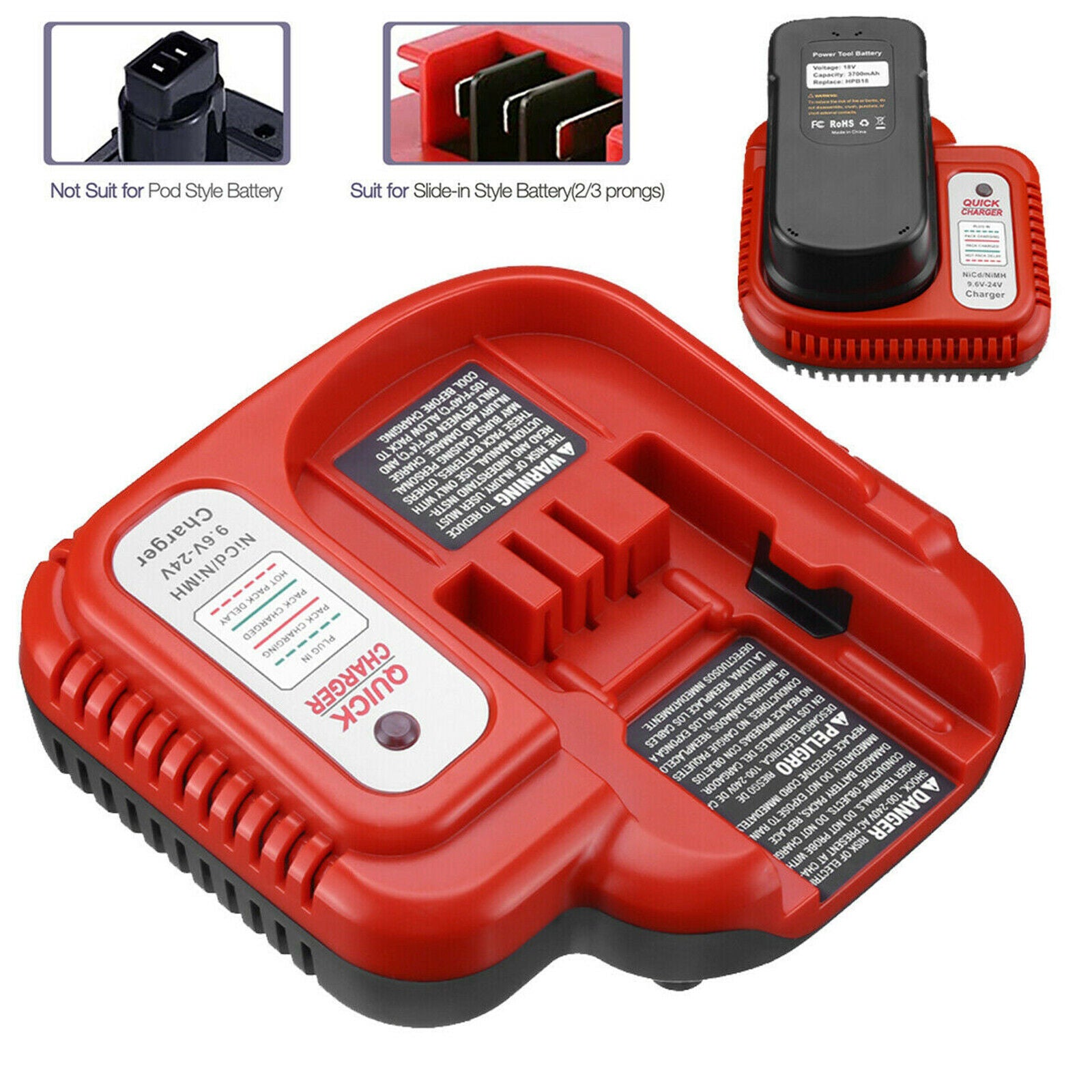Fast Battery Charger for Black & Decker HPB24 HPB14 FS12B NiCd NiMh Battery