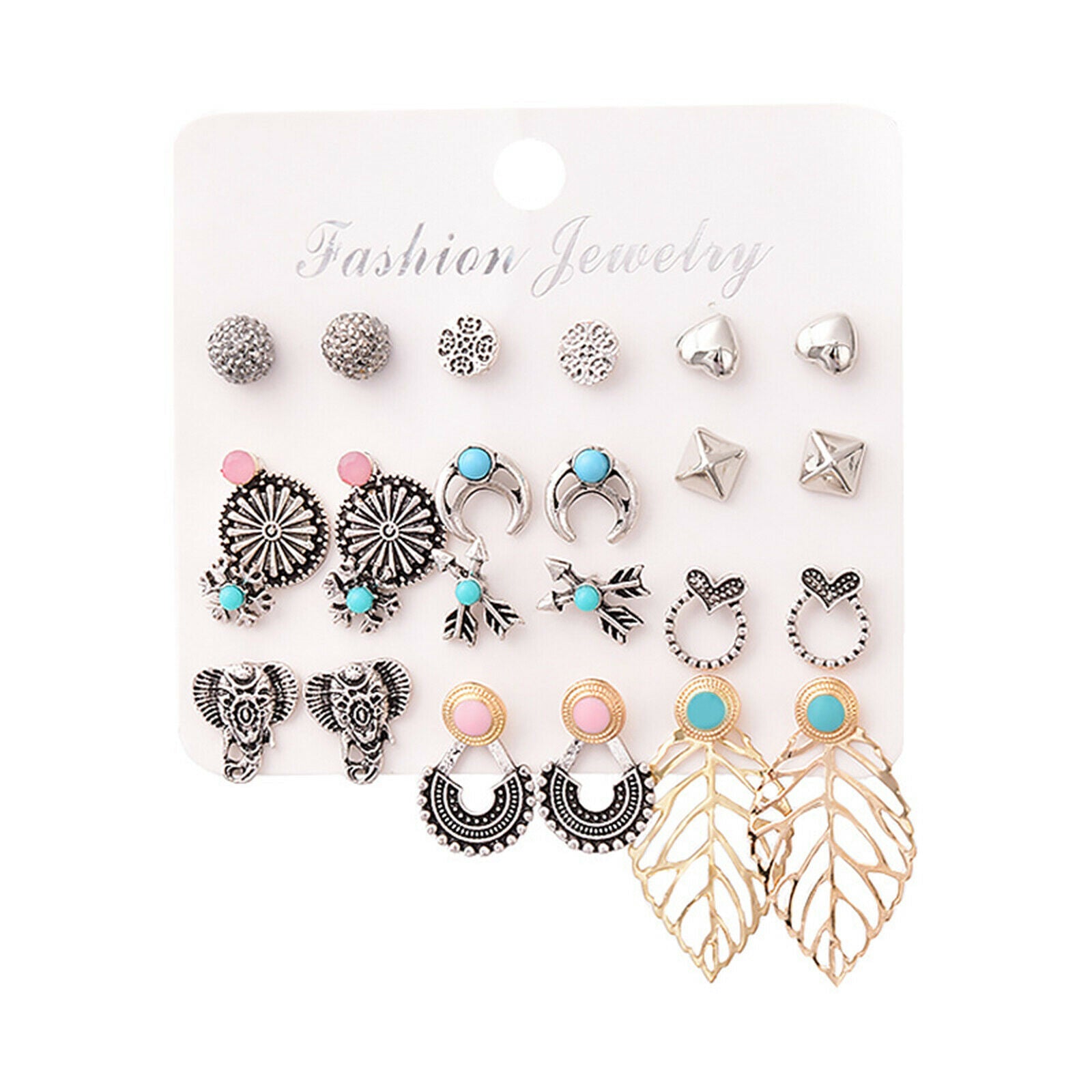 12Pairs Earrings Women Girl's Small Ear Stud Set Wedding Bridesmaid Jewelry