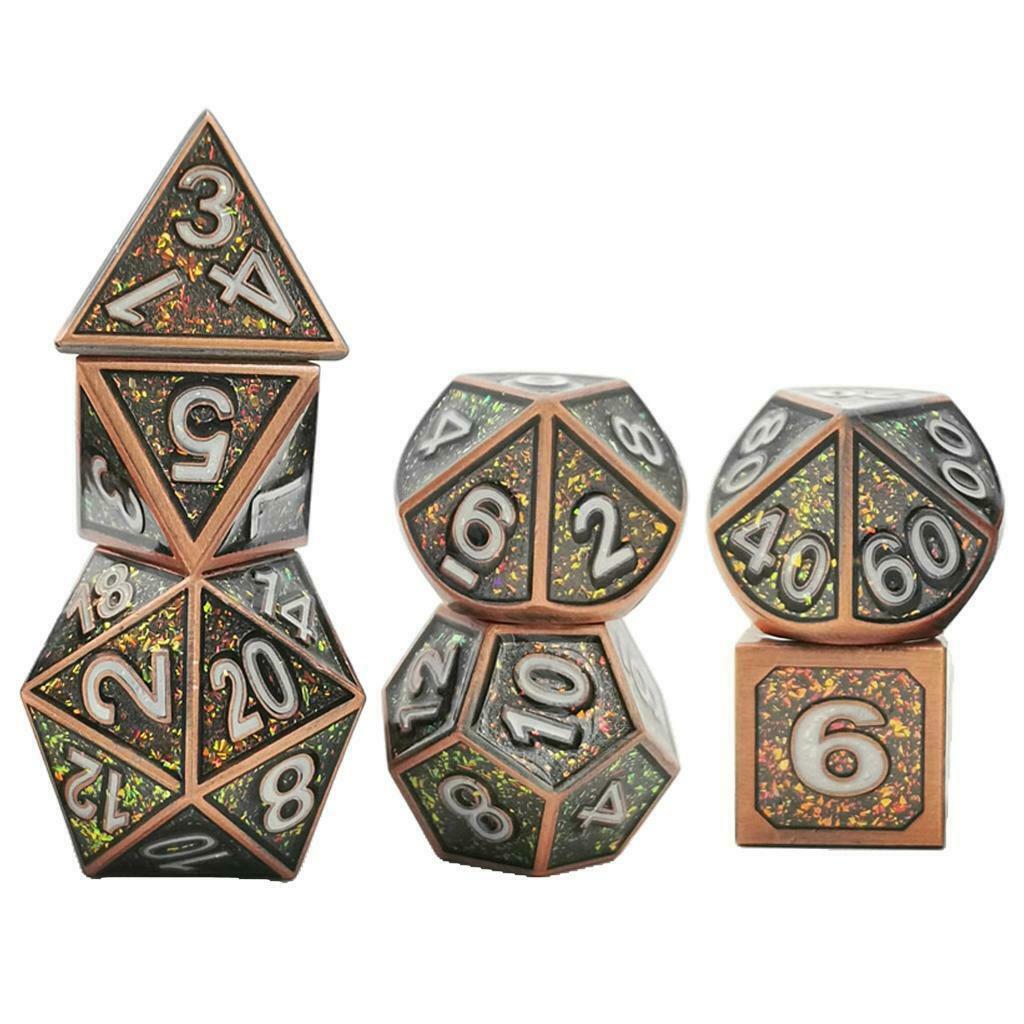 7/set Solid Metal Polyhedral Digital Dice Set for MTG DND RPG Game Toys #4