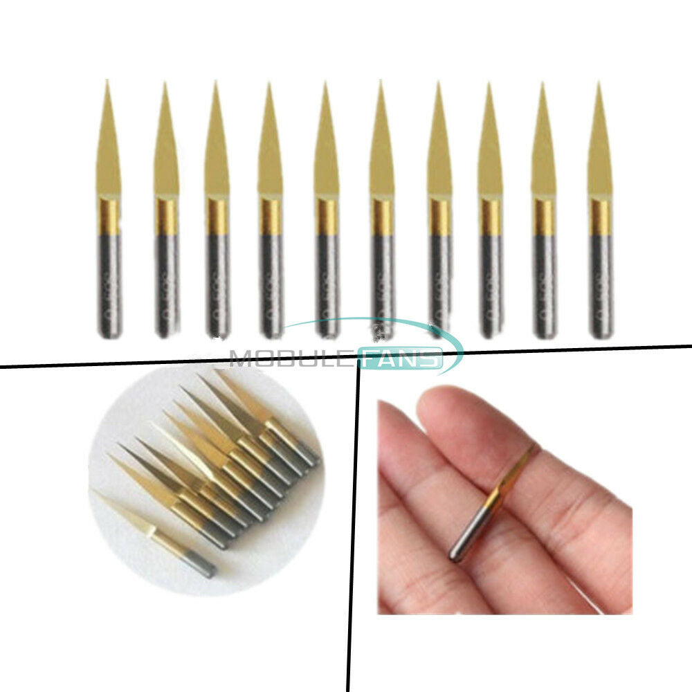 5PCS 3.175mm Carbide PCB Engraving Bits CNC Router Tool V-Shap 0.1mm 10 Degrees
