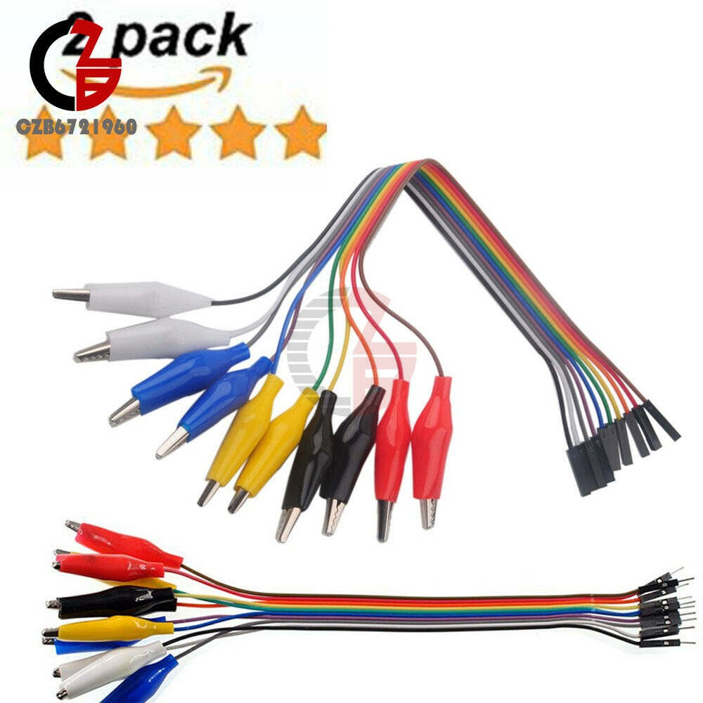 2Pcs 2 In 1 Alligator Clip Dupont Wire 10pin 20cm Male Crocodile Jumper Test