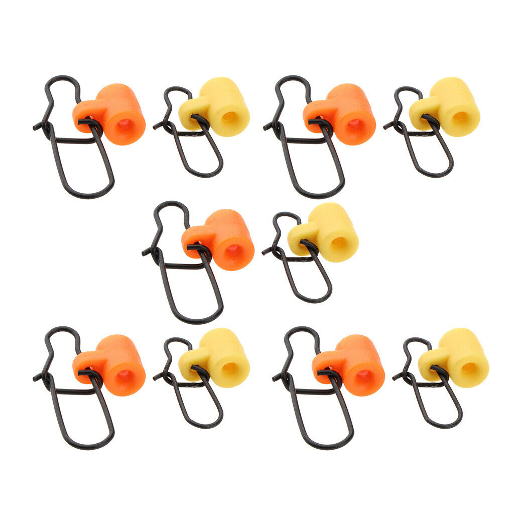 10pcs Fishing Line Sinker Slide Hooked Steel Connector Pin with Safety Snaps