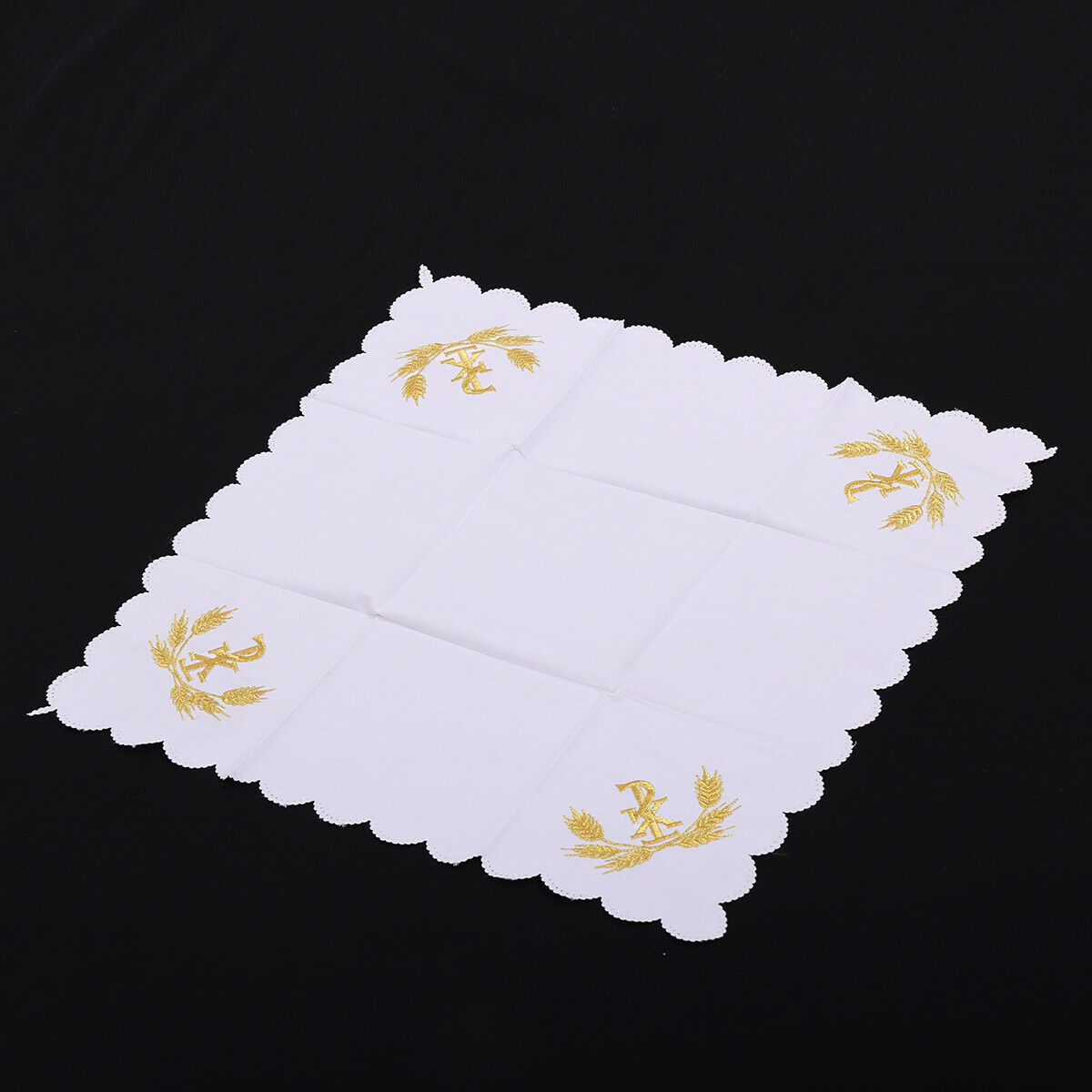 Square Church Pastor Mass Corporal Altar Cover Golden Wheat Pattern Cloth