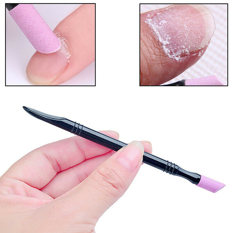 1PC Double-head Quartz Exfoliator Nail Cuticle Remover Dead Skin Pusher Trim DF