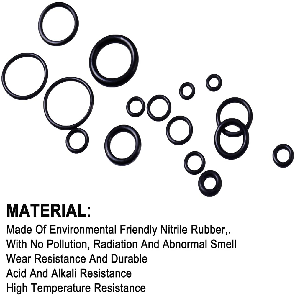 225pcs Rubber O Ring Assortment Set Hydraulic Plumbing Gasket Paintball Seal Kit
