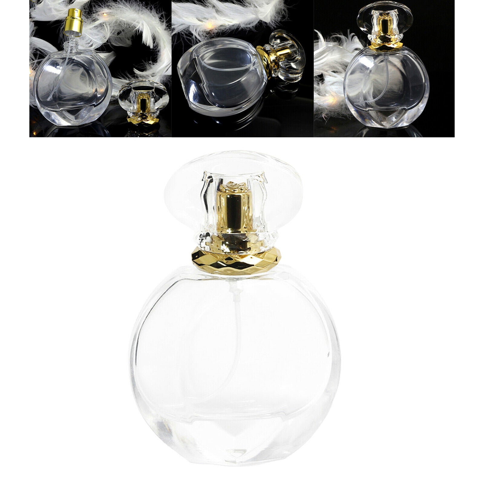 Portable Travel 50ml 1.7 Ounce Empty Clear Glass Perfume Bottle Jar Atomizer