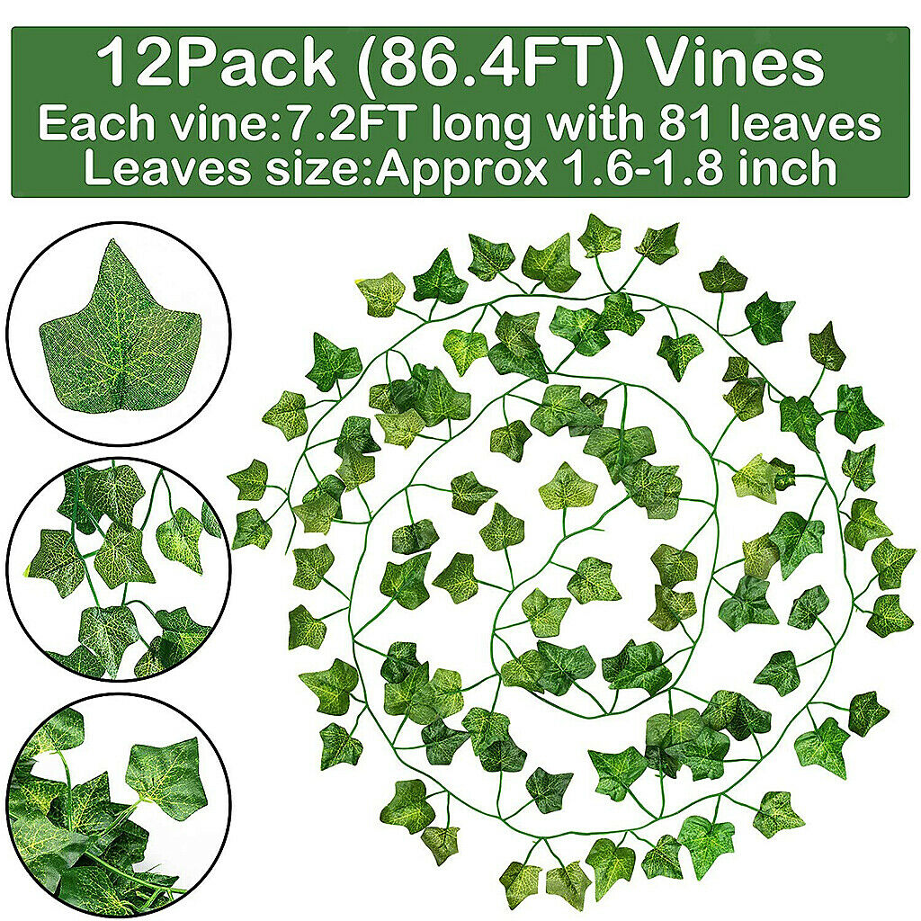Pack of 12 86.4Ft Artificial Ivy Leaves Vines Garland Greenery Decoration
