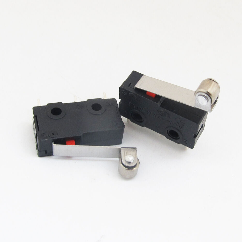 10pcs Mini Micro Switch Metal Roller Lever Limit Switch N.O/N.C 5A 125V 20x10mm