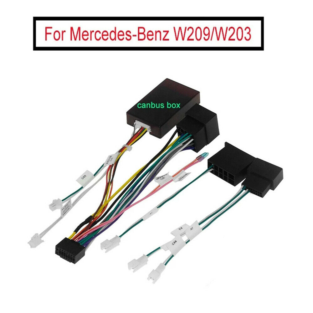 16 PIN Android Radio Wiring Harness w/ Canbus Box For Mercedes-Benz W209 W203