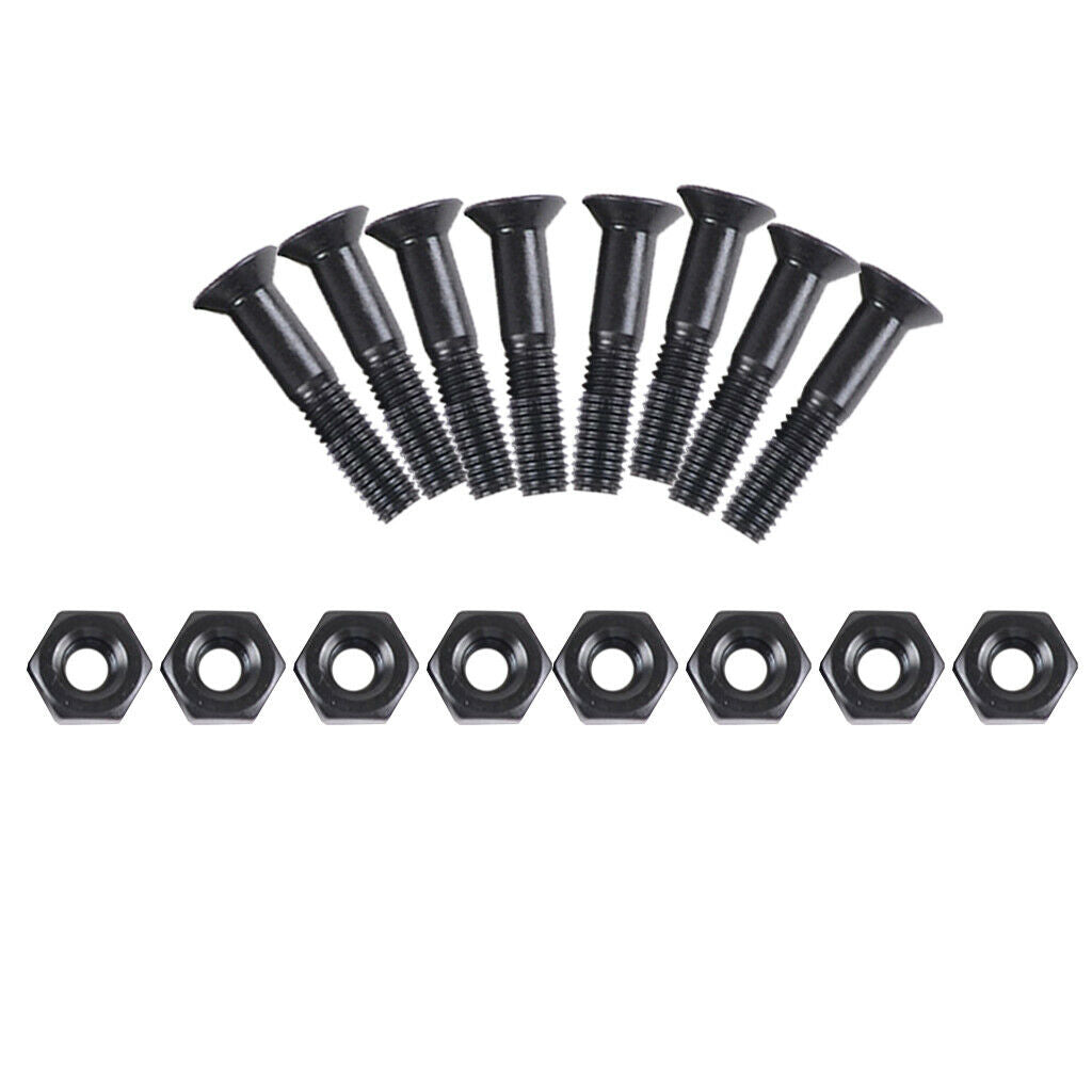 16 Pieces Skateboard Hardware Set, Carabon Steel Screws with Nuts, Replacement