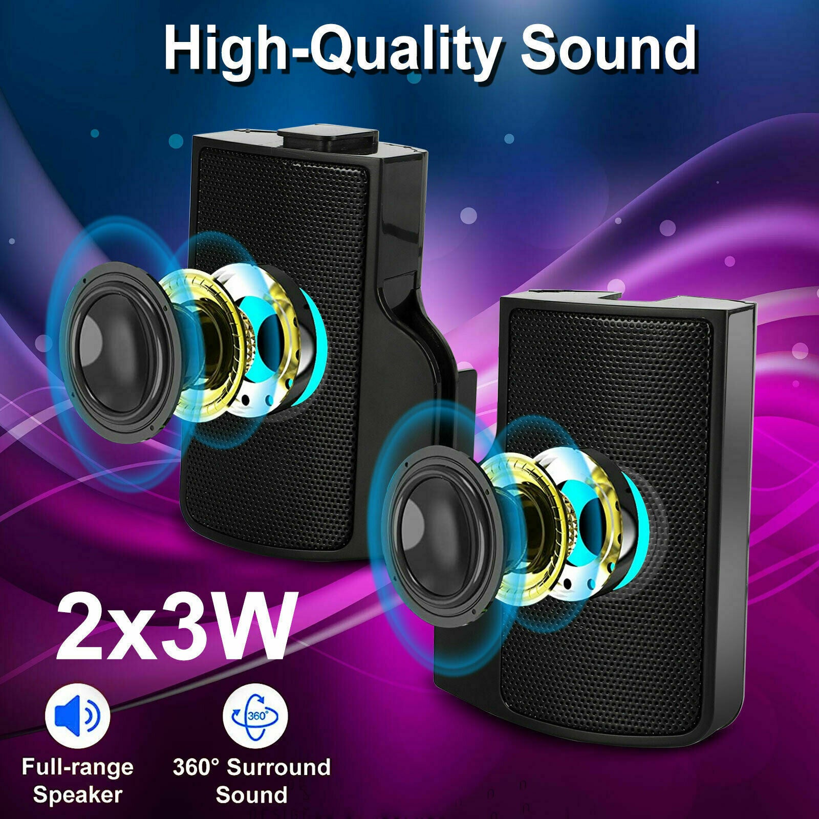 USB Power Speakers Clip-On Computer Stereo Sound Bar 3.5mm for Desktop PC Laptop