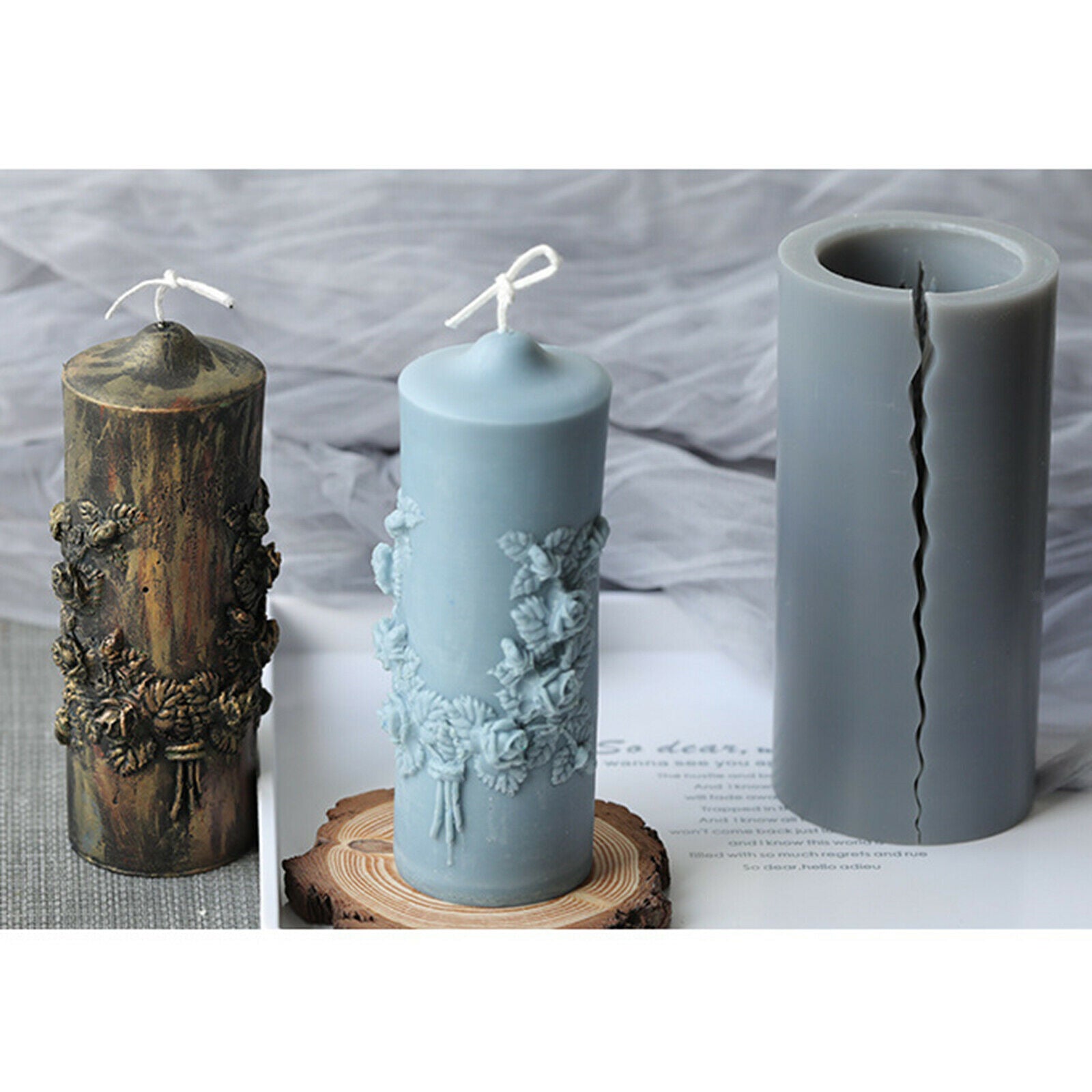 Cylinder Shape Long Pole Candle Molds Soap Wax Making Craft DIY Wedding Gift