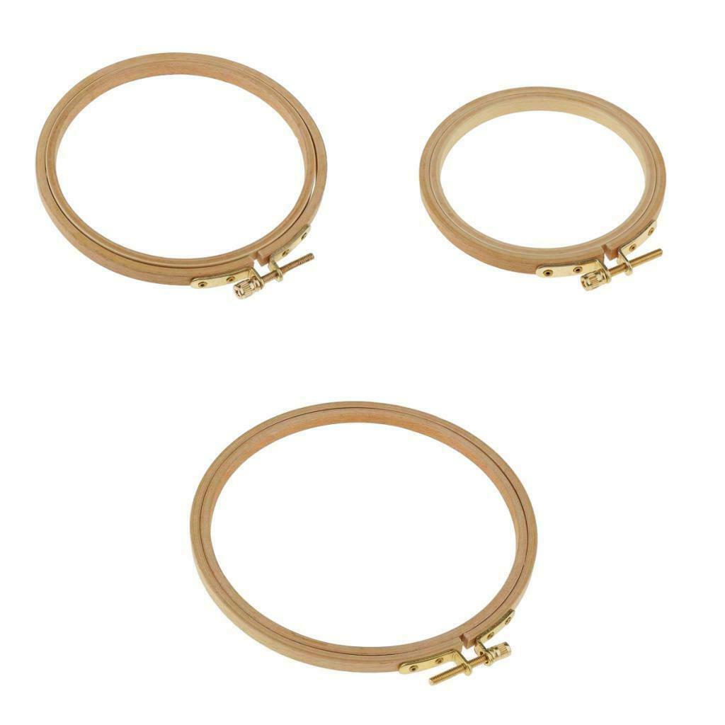 Round DIY Wooden Embroidery Hoop Kit Tapestry Circle Stitch Hoop Ring with Screw