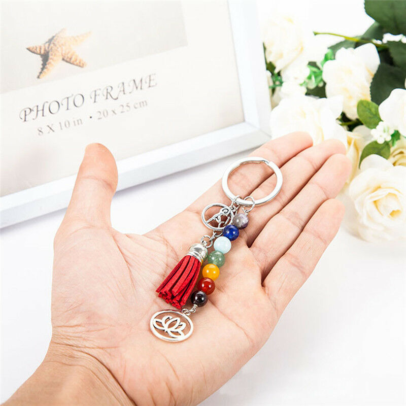 Tassel Lotus  8mm Beads Key Chain Ring Keychain Family Gift jewelry@X.l8