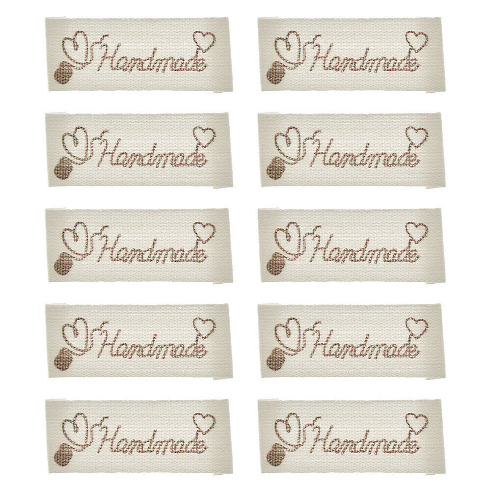 50x Handmade Heart Labels Tags Love Washable Cloth Clothing Sewing Accessories