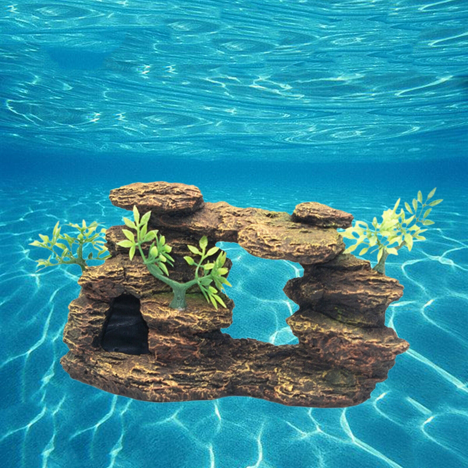Aquarium Mountain Ornament Landscape Fish Tank Decor Betta Rest Play Cave